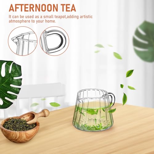 GLEAVI Milchkännchen Aus Glas 2 Stück 9.80X7.20X12.80 Cm Borosilikatglas Milchkrug Für Milchaufschäumen Kaffee Tee Zuhause Café Gastronomie