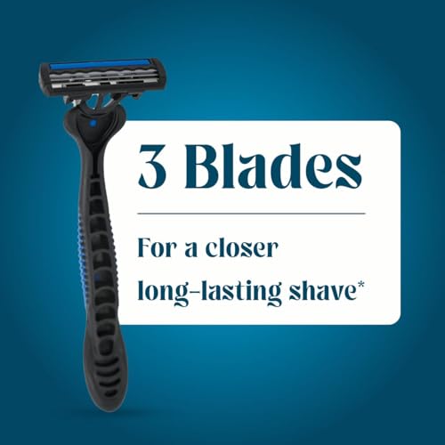 Image of WETELL Men's Disposable Razors with Triple Blade & Aloe Strip - 3 Pack | Pivoting Head for Smooth & Comfortable Shaving | Lubricating Strip for Skin Protection | Premium Manual Shavers for Men (WT201887)