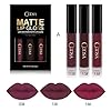 COOSA 3PCS of 3 Colors Madly MATTE Lipstick Non-stick Cup Waterproof Lipgloss-Set A