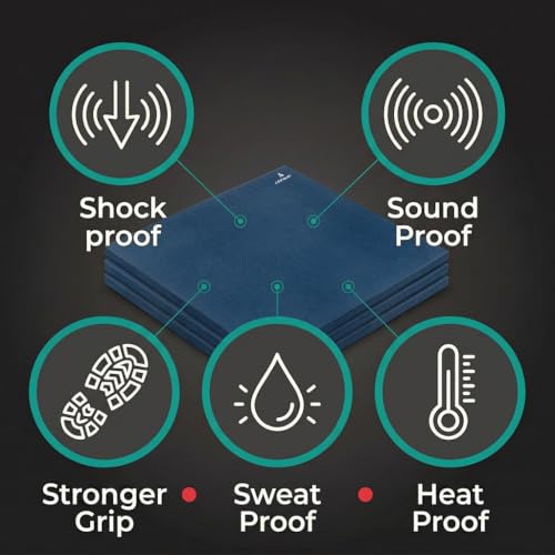 Image of Leeway Gym Mats for Floor | SBR (Set of 10, 10mm, 20 inchx20 inch) Blue | Gym Floor Mat Rubber for Heavy Workout | Equipment Matt for Home Exercise | | Yoga Rubber Tiles, Kids Rooms Heavy Duty Flooring Sheet