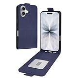 シズカウィルRe iPhone17用 ケース カバー 手帳型 縦開きスマホケース 縦型 本革調 レザーケース ネイビー 1個入り