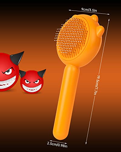 Image of Cat Brush for Shedding, Pumpkin Cat Brushes with Gentle Bristles and Release Button, Gentle Self Cleaning Pet Brush for Indoor Cats and Dogs Daily Grooming Tool During Shedding Season