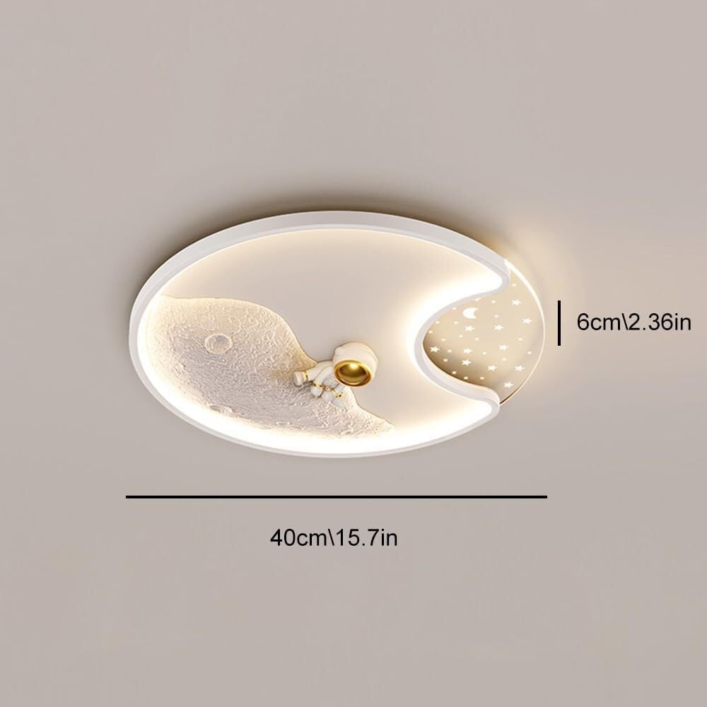 15.7" Astronaut LED Ceiling Light, Dimmable Flush Mount Ceiling Lighting Fixtures with Remote Control, Creative Cartoon Moon Ceiling Lamp for Kid's Room, Bedroom, Amusement Room (65cm)