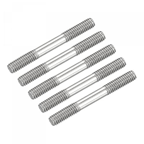 sourcing map Double Ended Stud Screws (M4 Thread 35mm Length) 5pcs, 304 Stainless Steel Dual Threaded Rod Bolts - for House Maintenance