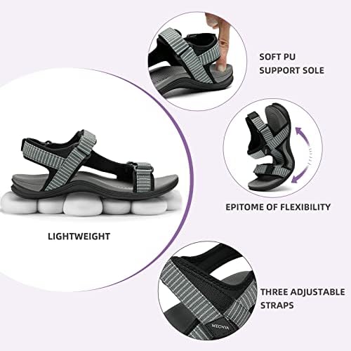 MEGNYA Comfortable Walking Sandals for Womens, Waterfront Sport Hiking Sandals with Adjustable Straps for Camping, Casual Athletic Sandals for Outdoor Active