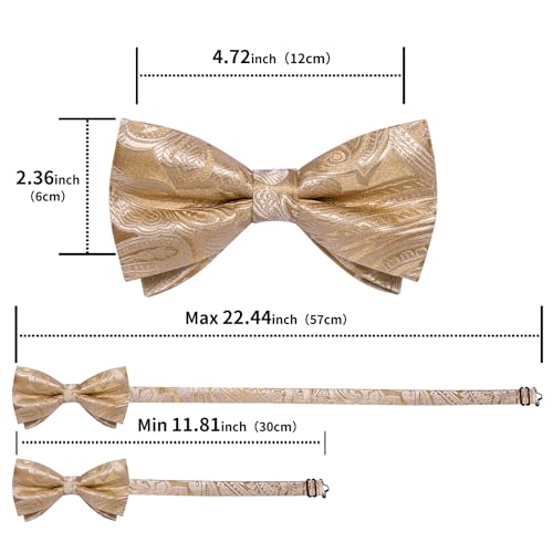 Image of DiBanGu Pre-Tied Bow Ties for Men Silk Adjustable Tuxedo Bowties Pocket Square Cufflinks Set with Lapel Pin Jacquard Woven