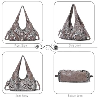 Angelkiss Purses and Handbags for Women Two Top Zippers Closure Multiple Pockets Washed Leather Shoulder Bags