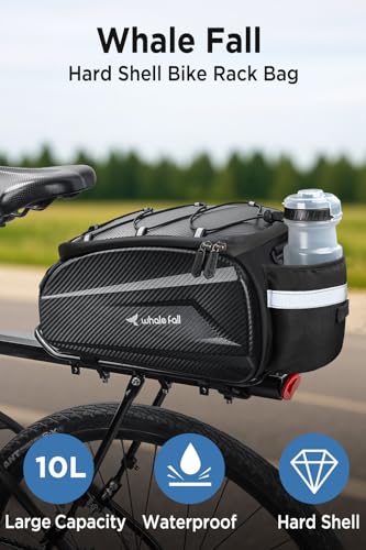 Image of whale fall 10L Bike Rack Bag, Hard Shell EVA Rear Trunk Bag with Rain Cover | Splash-resistant coated shell, 4-sided reflective panels, shoulder strap and handle for commute, travel and long rides