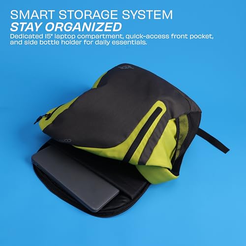 Image of Nivia Conviction 2.0 Sports Backpack For Men And Women, 25L Lightweight Gym And Training Bag With 15-Inch Laptop Compartment, Padded Straps, Quick Access Pocket, Side Bottle Holder (Black /Yellow)