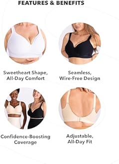 SHAPERMINT Sweetheart Bras for Women – Wireless Push Up Bra with Support, Full Coverage Seamless Bralette