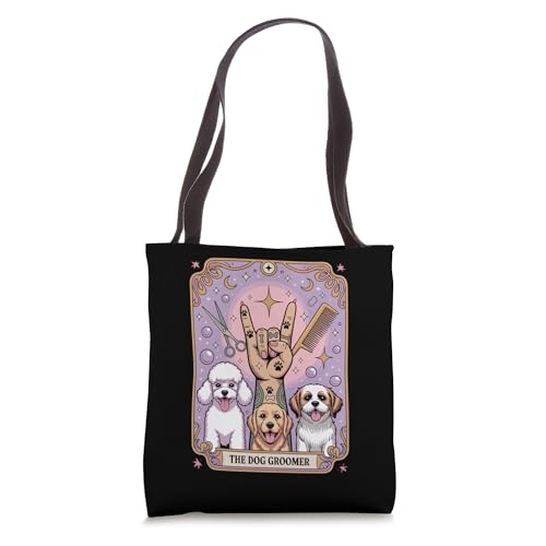 The Dog Groomer Retro Tattoo-Inspired Tarot Card Dog Lover Tote Bag