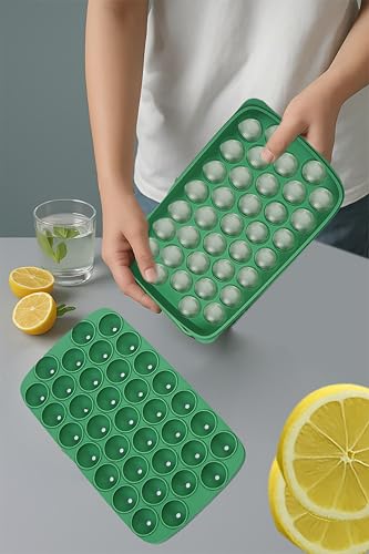 Image of Ice Cube Trays for Freezer Silicone Ice Cube Tray Round Ice Ball Maker, 37 ice Ball Tray Easy-Release Reusable Ice Cube Ball in Organizer Bins or Ice Bucket for Cocktail bar or Iced Coffee Cup