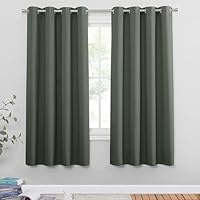 PONY DANCE Blackout Curtain for Bedroom - Dark Mallard Thermal Caravan Drapes Solid Window Treatment Home Decoration, Privacy for Living Room, Bunk Bed, 46x54 inch, 2 Panles