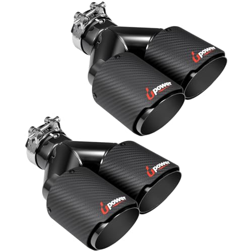 Upower Pack of 2 Carbon Fiber Exhaust Tip Tailpipe 2.5 Inch Inlet 3.5