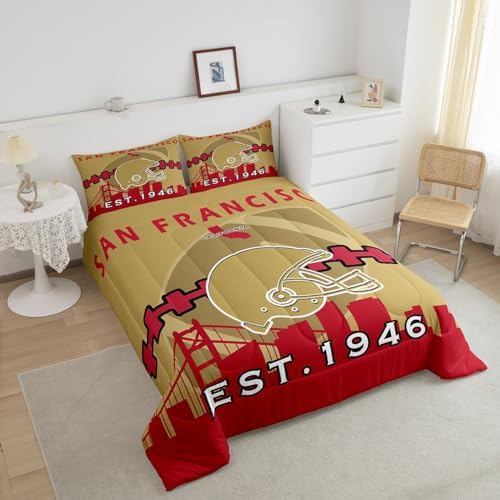 spefrowx Football Comforter Twin,Football Bedding for Kids Boys,American Football Bedding Comforter Sets,Sports Game Duvet Insert with 1 Pillowcase,(San Francisco)