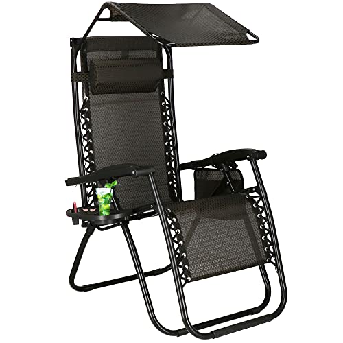 SPRINGOS Fauteuil d'été inclinable Chaise Longue de Jardin Repose-Pieds 67 x 110 cm Chaise Longue de Plage avec Appui-tête Porte-gobelet Pare-Soleil