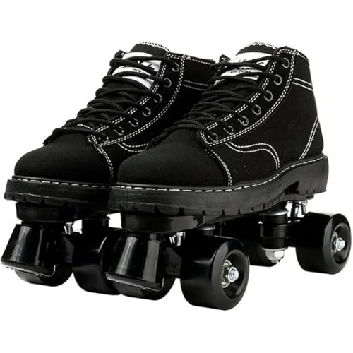 Patines clásicos de doble fila, botas de patinaje de cuatro ruedas para interiores y exteriores con ruedas de freno para todas las edades