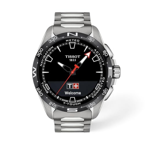 Tissot Unisex T-Touch Connect Solar Antimagnetic Titanium Case Swiss Tactile Quartz Watch with Strap Grey 23 (Model: T1214204405100)