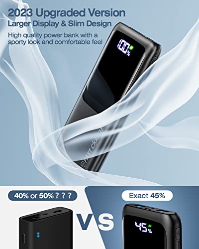 Coolreall Power Bank 10000Mah, Ultra Silm 3A Usb-C Input/Output Fast Charging Power Bank, 2 Usb-A Output External Battery Pack With Led Display Compatible Iphone Samsung Pixel Xiaomi Airpods Etc #TOP1