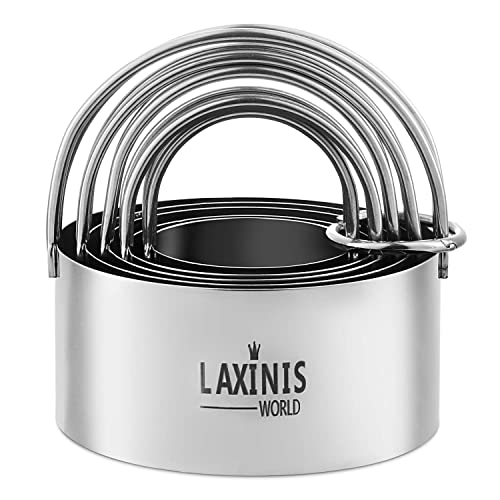 Laxinis World Biscuit Cutter Set, 5 Pieces Round Cookies Cutters With Handle, 18/8 Stainless Steel Graduated Circle Pastry And Dough Cutters #TOP15