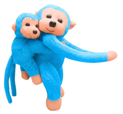 Image of Tickles 2 Pcs Monkey Mother Baby Soft Plush Toy Curtain Tiebacks Holder Clip for Children Living Room Decoration Accessories Window Curtain Decoration (Size: 30 cm Color: Sky Blue)