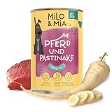 Milo & Mia - Nassfutter für Hunde Sensitiv, magenschonendes Hundefutter für Hunde mit Magen-Darm-Erkrankungen, weizenfreies Monoprotein Nassfutter aus natürlichen Zutaten: Pferd & Pastinake (6x400g)