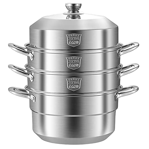 GLJTUO Olla Vaporera De Acero Inoxidable para Sopa, Olla De Una Sola Pieza con Base De Cocción Energética, Ideal para Cocinar Mariscos Al Vapor, Sopa De Pollo Y Gachas.,40Cm