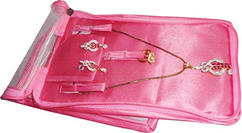 Ultimatefashionista Pack of 2pc Necklace 5 Slot Pouches Bag Multipurpose Kit, Travelling Bag Vanity Box(Pink) 5 411fQyv1cSL