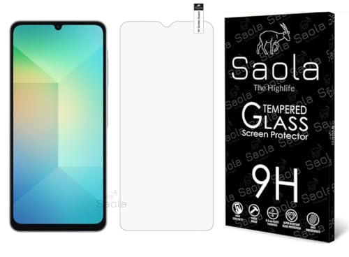 Saola® 9H Clear Tempered Glass For Samsung Galaxy A06 (PACK OF 1) with Free Installation Kit. Full screen Coverage. Free Replacement If Received Damaged - 6.7 inch