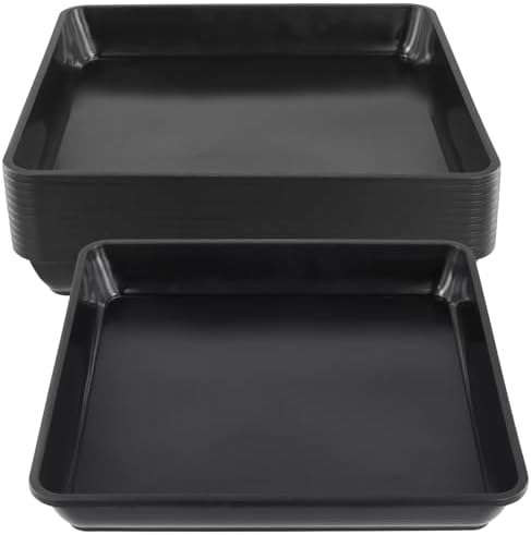 JIEHIN 12 Stück Blumentopf Untersetzer Eckig 29x29cm, Pflanzen Untersetzer Schwarz Pflanztopf Untersetzer Eckig Blumenuntersetzer Kunststoff für Innen und Außen