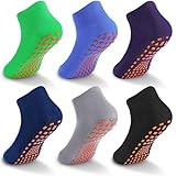 WANZHIHUI Grip Socks for Kids 6 Pairs Grippy Sticky Anti Slip Kid Slippers Non Slip Socks for Boys Girls Yoga Trampoline