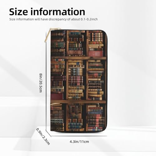 Library Bookshelf Book Printed Long Wallet for Women Men - PU Leather Wallets Card Holder with Zip Coin Pocket3