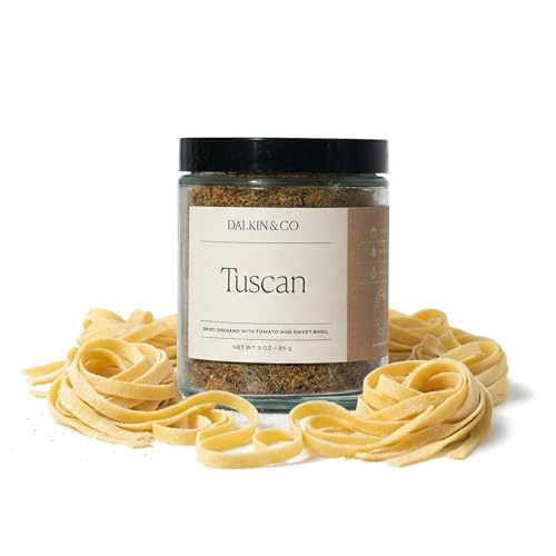 Dalkin & Co. Tuscan, Herbs, Garlic, Tomato & Red Pepper Blend, Italian-Inspired Cooking Seasoning for Pantry & Kitchen, Eco Friendly Reusable Jar, Clean Flavor with No Fillers or Additives, 3 oz
