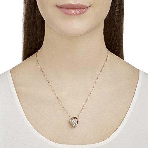 SWAROVSKI Further Collection Women's Necklace, Intertwined Circle Pendant with White Crystals and Rose-Gold Tone Plated Chain