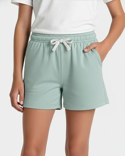 Image of Real Essentials 4 Pack: Girls French Terry Lounge Shorts - Ultra Soft Pull-On Gym, Camp, Sports & Everyday Shorts