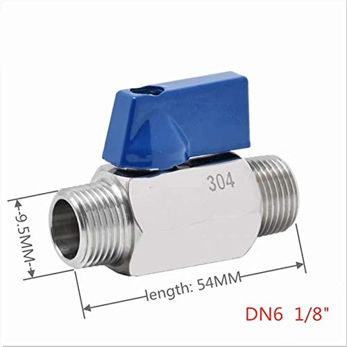 Mini válvula de bola en acero inoxidable SUS304 con resistente mango azul de 1/8 3