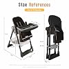 Baby High Chair with Wheels, 3-in-1 Foldable High Chairs for Babies and Toddlers with Soft Cushion, 5 Height & 3 Recline & 4 Dining Tray, Footrest Adjustable, 5 Point Harness, Black