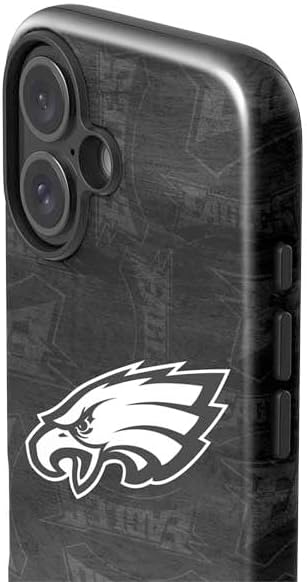Skinit Impact Phone Case Compatible with iPhone 16 - Officially Licensed NFL Philadelphia Eagles Black & White Design