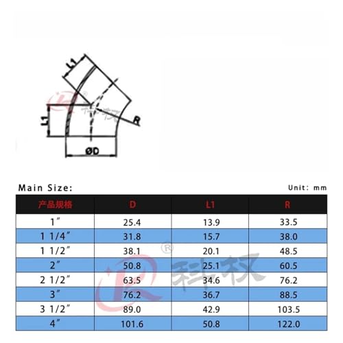 Codo de soldar de 38mm en acero inoxidable SS304 para evitar fugas en desvíos de 45° 6
