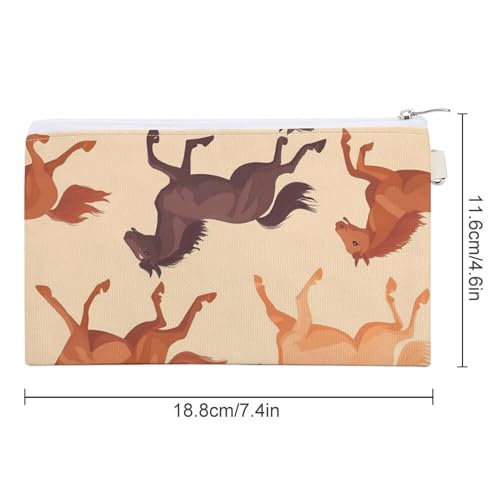 Racing Horses Horseraces Fashion Coin Purse Change Makeup Bag Canvas Pencil Pouch Travel2
