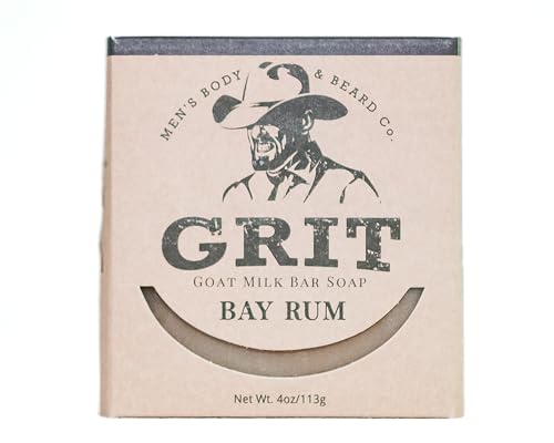 GRIT Goat Milk Soap Bar Bay Rum | Dye-Free Soap Bar | Enriched with Nourishing Goat Milk | 4 oz