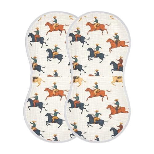 xigua Cowboys Rodeo Colorful Baby Burp Cloths for Newborn Boys and Girls 4 Pack, Soft & Absorbent Cotton Baby Burp Cloth, Baby Washcloths, Newborn Towel, Burp Rags2