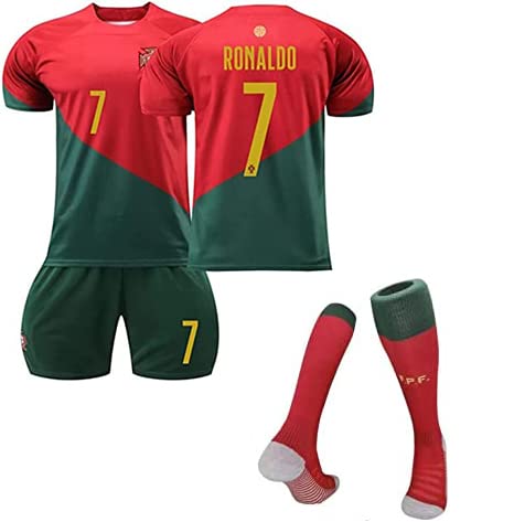 Football Jersey No.7, Soccer Jersey, Sports Fans Outdoor T-Shirt Boys Kids Youth Jersey Shirt Socks Soccer Shirt Gift Kit Set (6Xs) #TOP13