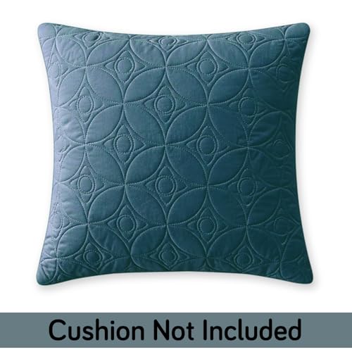 Image of HOKIPO 100% Leakproof Quilted Cushion Cover for Sofa 16x16 Inches, Set of 2, Prussian Blue (AR-6280-PBL*2)