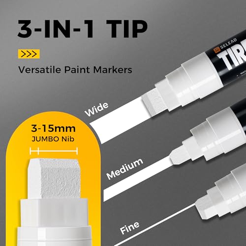 SELEAD Jumbo Tire Marker White 4-Pack