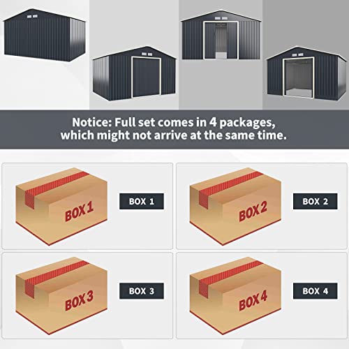 Goplus Outdoor Storage Shed, 11' X 8' Metal Garden Shed with 4 Vents & Double Sliding Door, Utility Tool Shed Storage House for Backyard, Patio, Lawn