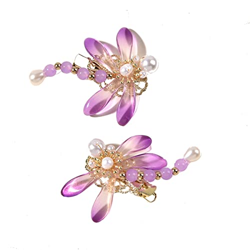 Vintage Dragonfly Shape Hair Clips, 2 Pcs Decorative Hair Clips French Pearl Barrettes, Wedding Hair Pins Hair Accessories For Women Girls Bride Bridesmaid #TOP14