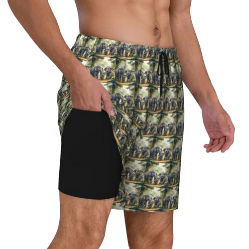 Asian Elephants Print Men Stylish Functionality Swim Trunks Breathable Beach Shorts Surfing Gym Fishing3