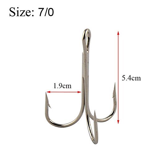 JSHANMEI ® 10PCS/Lot Strong Large Size Big Game Treble Fishing Hook Sea Fishhooks Saltwater Classic Treble Hooks (7/0) - Image 3