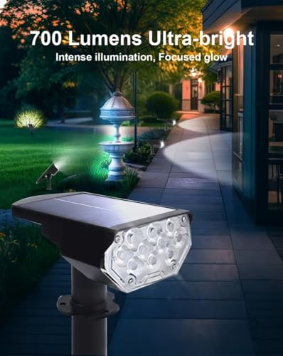 Image of 6 Pack Solar Spot Lights Outdoor Waterproof, 20 LEDs Bright Landscape Spotlights Dusk to Dawn, Cool White Adjustable Uplights for Yard Tree House Garden Wall Pathway, IP65
